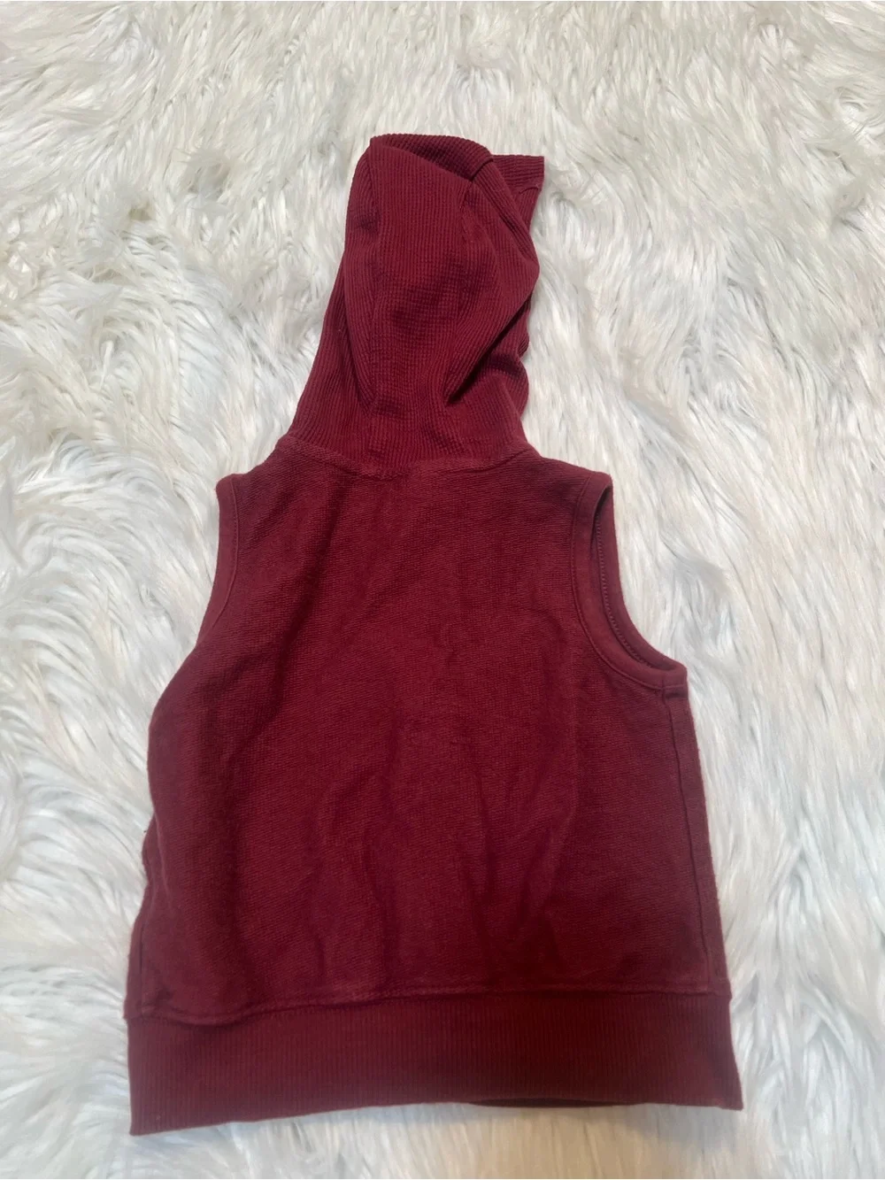 Carter's Baby Boys Sz 12 Months Hooded Vest Sleeveless Burgundy Full Zip Cotton